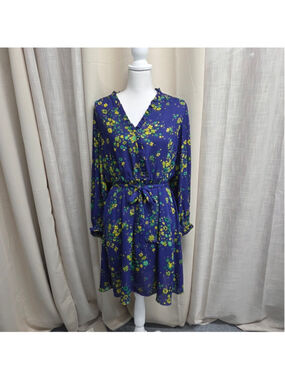 London Style Floral Blue Dress Bucolic Cottagecore Ditzy Size 8